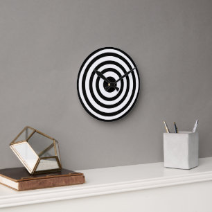 Horloge Ronde Novelty Black and White Bullseyes Cercles