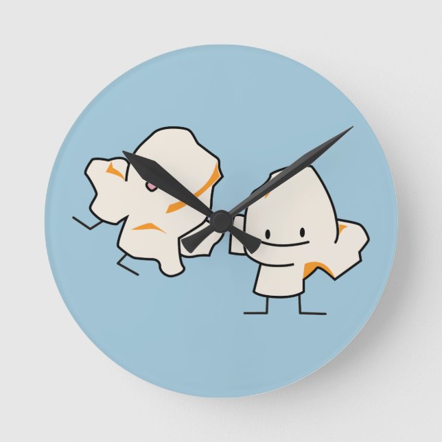 Horloge Ronde Noyaux heureux de maïs éclaté sautant le maïs (Recto)