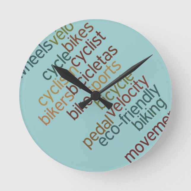 Horloge Ronde nuage de mots de vélo (Recto)