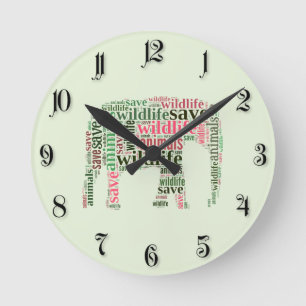 Horloge Ronde Nuage de mots éléphants