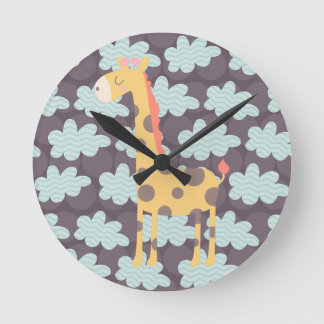 Horloge Ronde Nuages et girafes