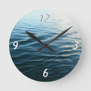 Horloge Ronde Nuances d'eau bleue Photographie de la nature Abst