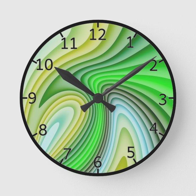 Horloge Ronde Nuances des vagues vertes (Recto)