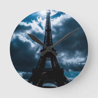Horloge Ronde Nuit bleue Tour Eiffel