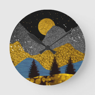 Horloge Ronde Nuit dorée