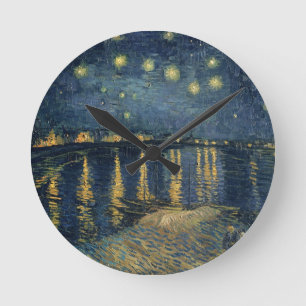 Horloge Ronde Nuit étoilée de Vincent van Gogh   au-dessus du