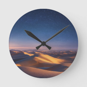 Horloge Ronde Nuit étoilée sur le paysage de dunes de désert dor