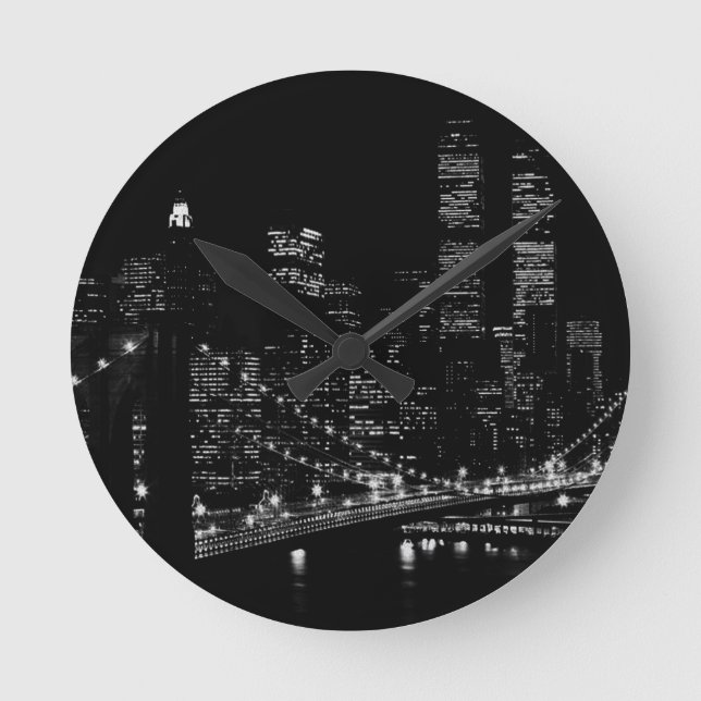 Horloge Ronde Nuit noire et blanche de New York City (Recto)