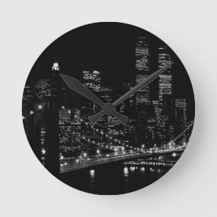 Horloge Ronde Nuit noire et blanche de New York City