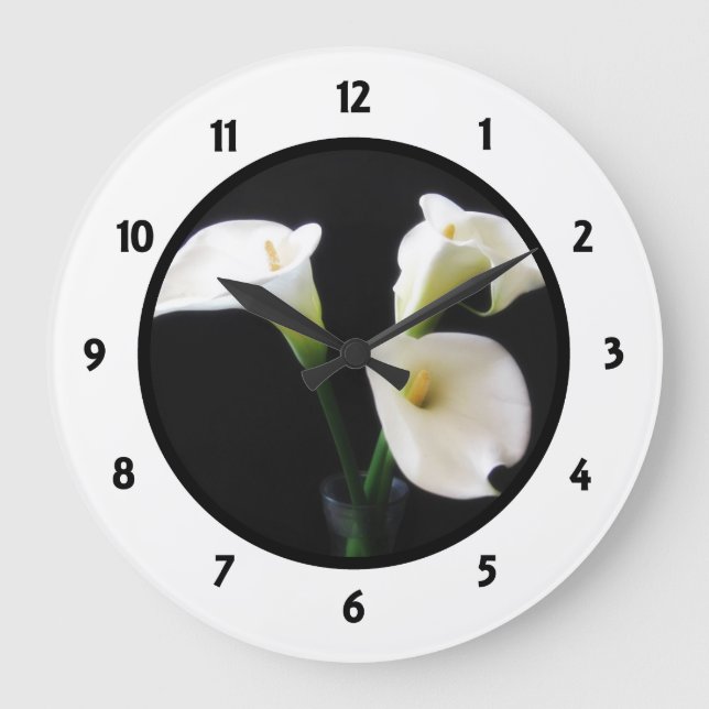 Horloge ronde numérique avec Calla Lilly (Recto)