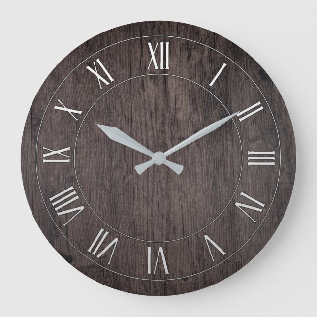 Horloge ronde numérique romaine en bois (Recto)