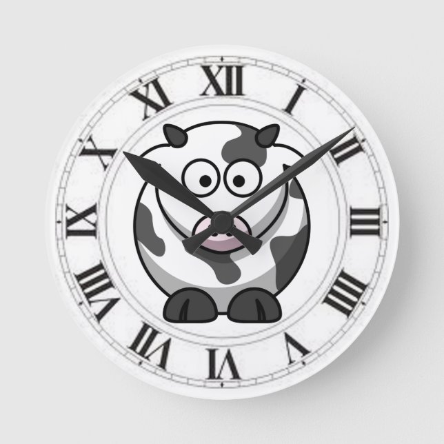Horloge Ronde Numéro de Funny Spotted Cow Black White (Recto)