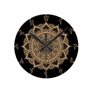 Horloge Ronde Numéros arabes Mandala