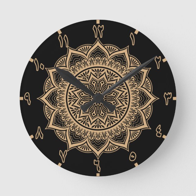 Horloge Ronde Numéros arabes Mandala (Recto)