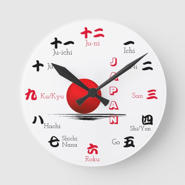 Horloge Ronde Numéros japonais 24 heures sur 24 (Recto)
