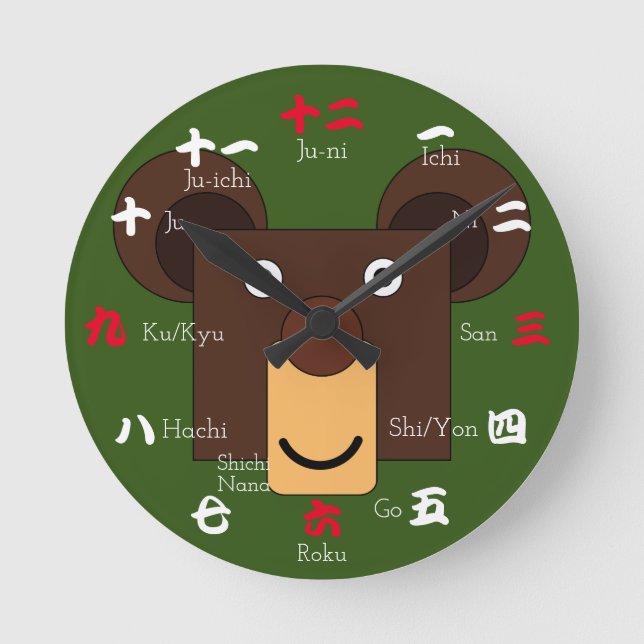 Horloge Ronde Numéros japonais en kanji (Recto)