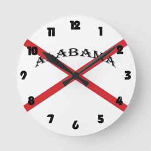 Horloge Ronde Numéros noirs d'alabama et de drapeau wccn