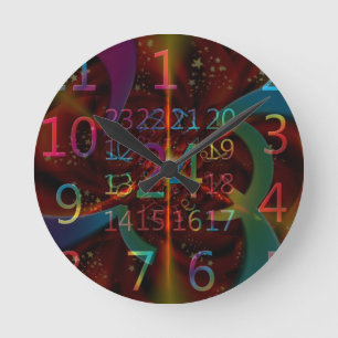 Horloge Ronde Numéros psychadéliques motif, design fascinant