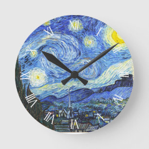 Horloge Ronde Numéros romains de nuit Van Gogh Starry