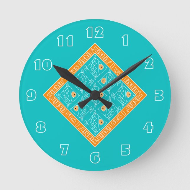 Horloge ronde numérotée « Je rêve de pêcher » (Recto)