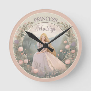 Horloge Ronde Nursery Art Princesse Enchantée