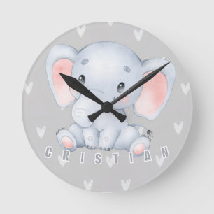 Horloge Ronde Nursery éléphant bébé décoration mignonne