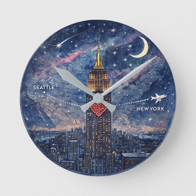 Horloge Ronde NYC to Seattle Wall Clock (Recto)