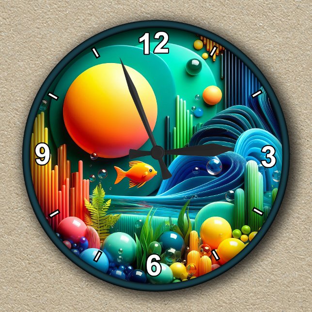 Horloge Ronde Océan Abstrait dynamique personnalisable (Créateur téléchargé)