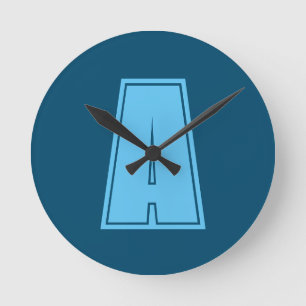 Horloge Ronde Océan & Ciel Bleu Premier Monogramme Calligraphie