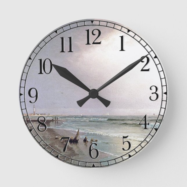 Horloge Ronde Ocean Lighthouse Waves Beach Shore Wall Clock (Recto)