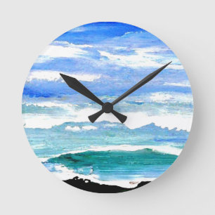 Horloge Ronde Océan Sérénité Vagues de mer Océan Décor Cadeaux