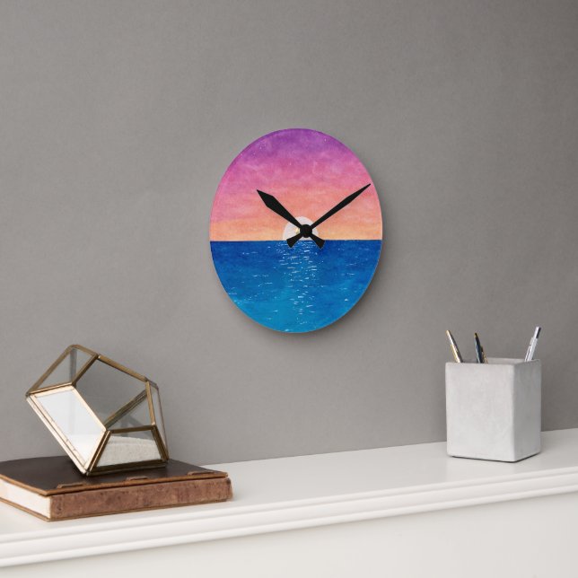 Horloge Ronde Ocean Sunset Design Wall Clock (Bureau)
