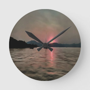 Horloge Ronde Ocean Sunset Sailboat Sunset Bozburun Marmaris