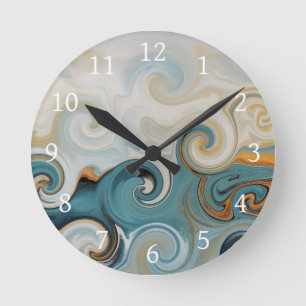 Horloge Ronde Ocean Waves Beach Turquoise Blue Abstrait 74