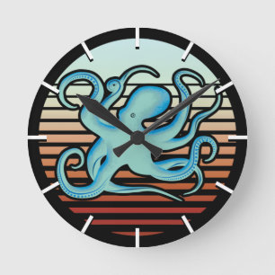 Horloge Ronde Octopus les années 70 style rétro