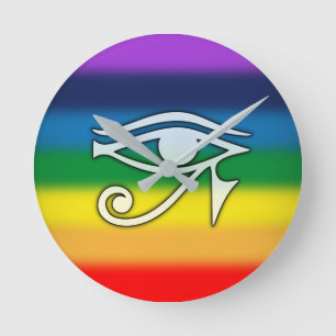 Horloge Ronde Oeil d'horloge d'arc-en-ciel de Horus