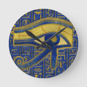 Horloge Ronde Oeil égyptien d'or de lazulite de Horus - de