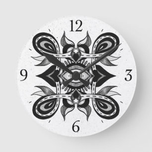 Horloge Ronde Oeil ornemental - Style de tatouage botanique Weir