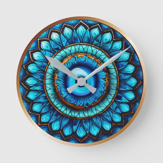 Horloge Ronde Oeil sourd bleu verre (Recto)