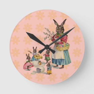 Horloge Ronde Oeufs de lapin de Pâques