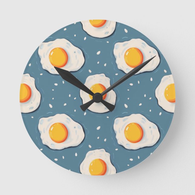 Horloge Ronde Oeufs frits sur le bleu (Recto)