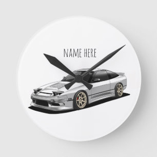 Horloge Ronde œuvre d'art dessinée à la main de nissan 240sx