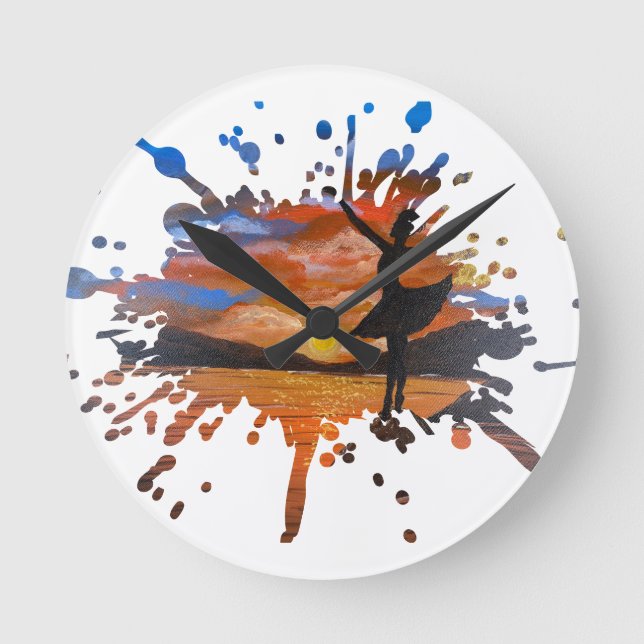Horloge Ronde Œuvre d'art faite main / Danse avec sunso (Recto)