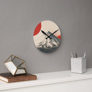 Horloge Ronde Œuvre d'art murale minimaliste du mont Damavand –