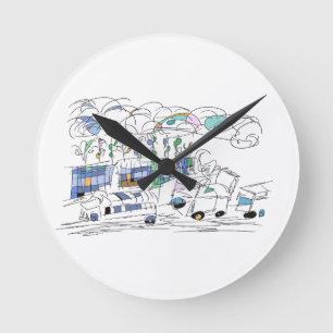 Horloge Ronde Oeuvre D'Art Simple Mignée Sur