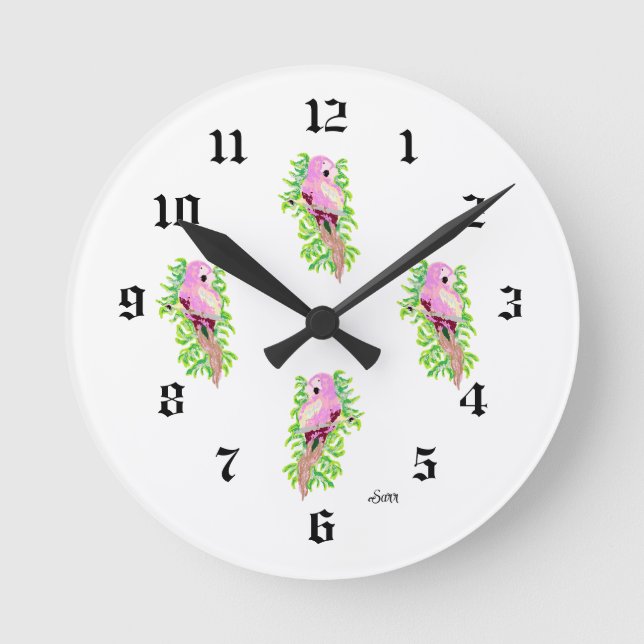 Horloge ronde : Oiseau exotique . (Recto)