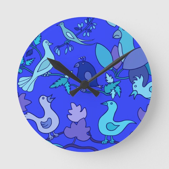 Horloge Ronde Oiseaux bleus (Recto)