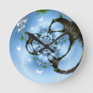 Horloge Ronde Oiseaux dans le paradis