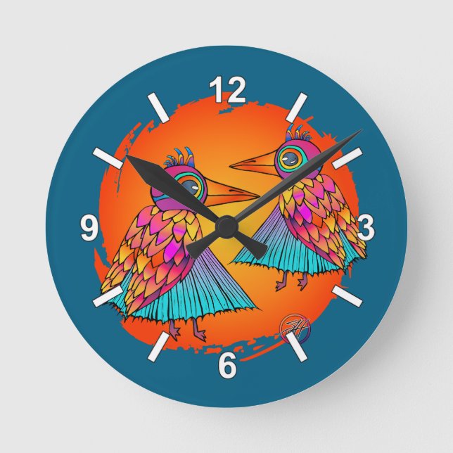 Horloge Ronde Oiseaux de couleur (Recto)