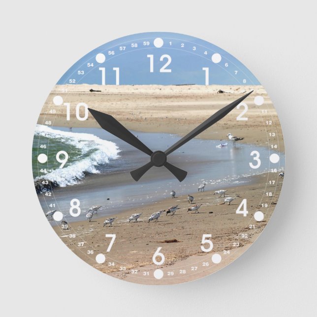 Horloge Ronde Oiseaux de plage (Recto)